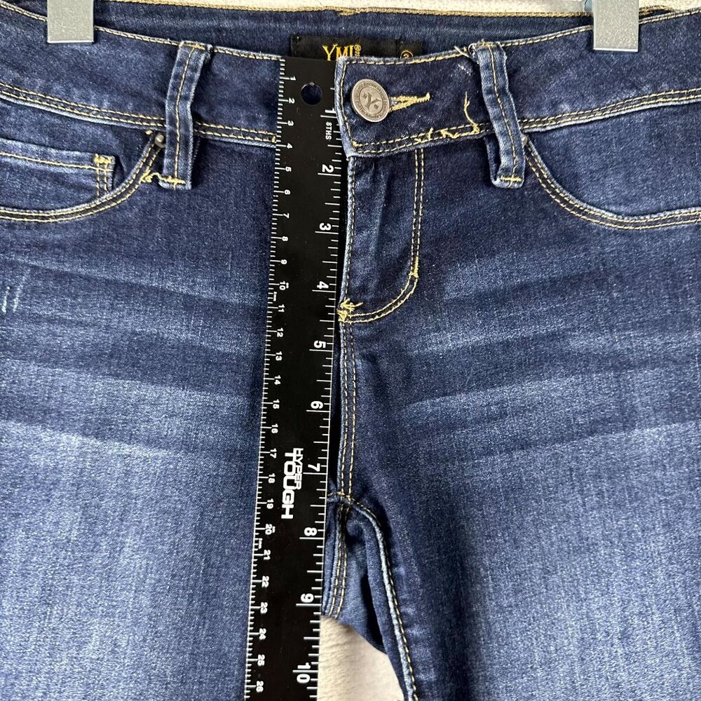 YMI Women's Super Skinny Denim Jeans Stone Wash Flat Front Blue Size 3 - Picture 5 of 7